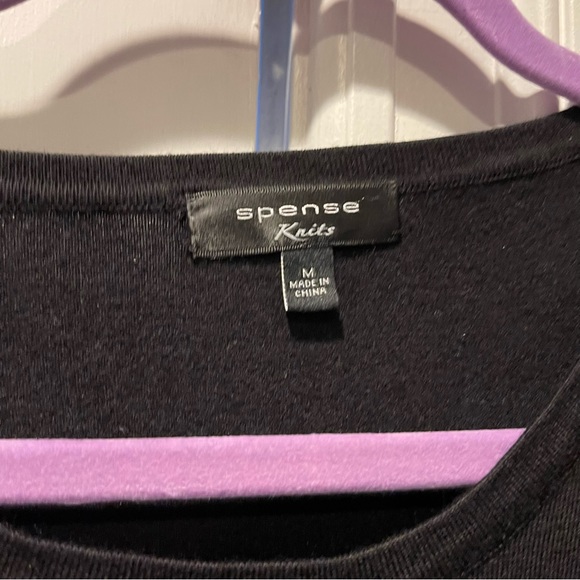 Spense brand knit top. Simple black pullover with some stretch. 3/4 sleeves. - Picture 3 of 7